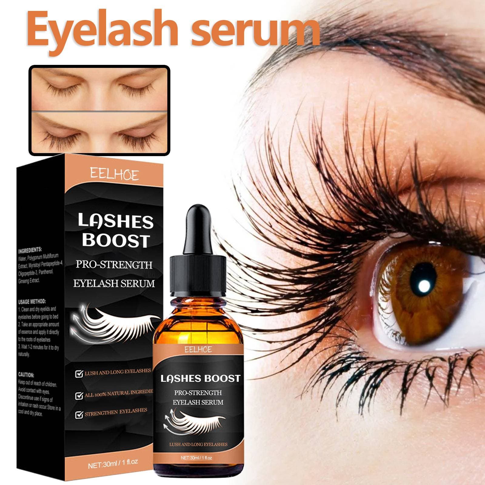 EELHOE Mascara Long, thick, gentle, moisturizing, non-smudged, naturally curly, dark and beautiful mascara