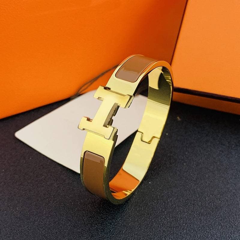 Bracelet classique en émail avec lettre H de créateur, large boucle en or, bracelet H européen et américain, bracelet pour couple
