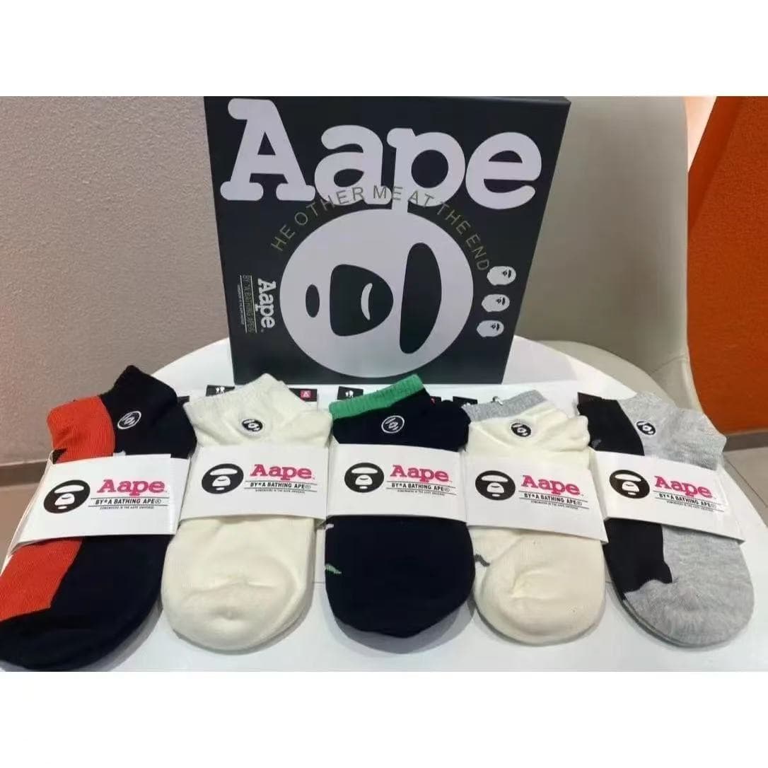 A BATHING-APE High Tube Thick Socks Solid Color Middle Tube Towel Bottom Cotton Sole Sports Socks Ins Youth Sports Socks