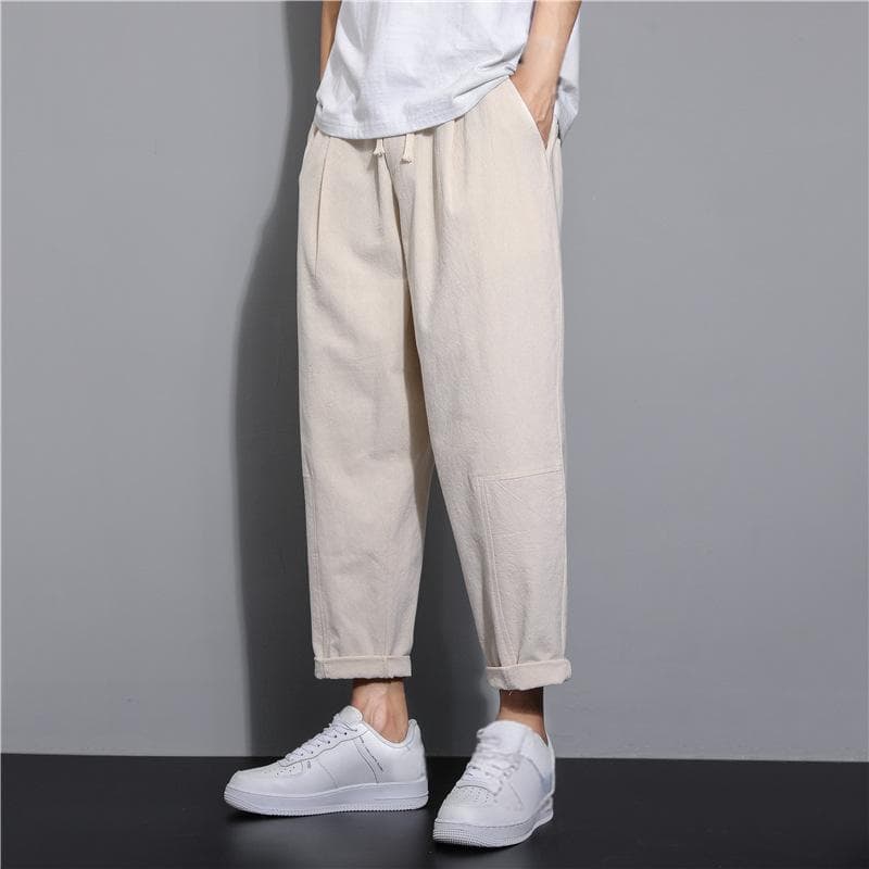 Men's Casual Pants Men's Cotton Loose Linen Pants Korean Fashion Pants Straight Tube