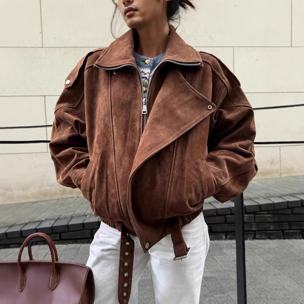 Vintage-inspired Brown Short Jacket For Women - Retro Fall & Spring Casual Outerwear With Relaxed Fit & Stand Collar
