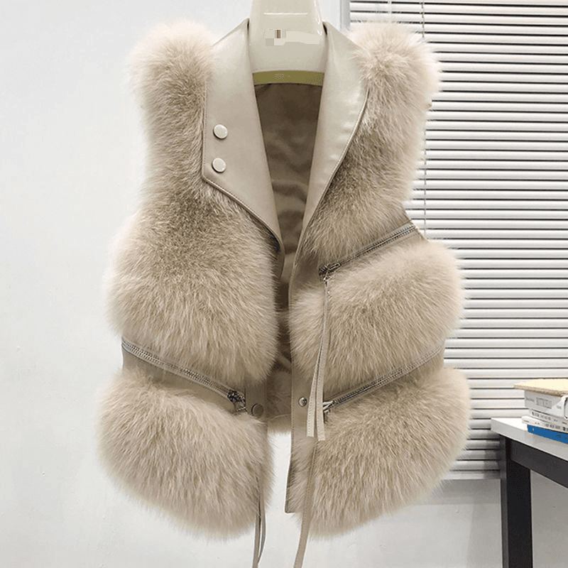 Women's Fur vest women's short coat slim fit fashionable young style winter all match splicing fox fur winter