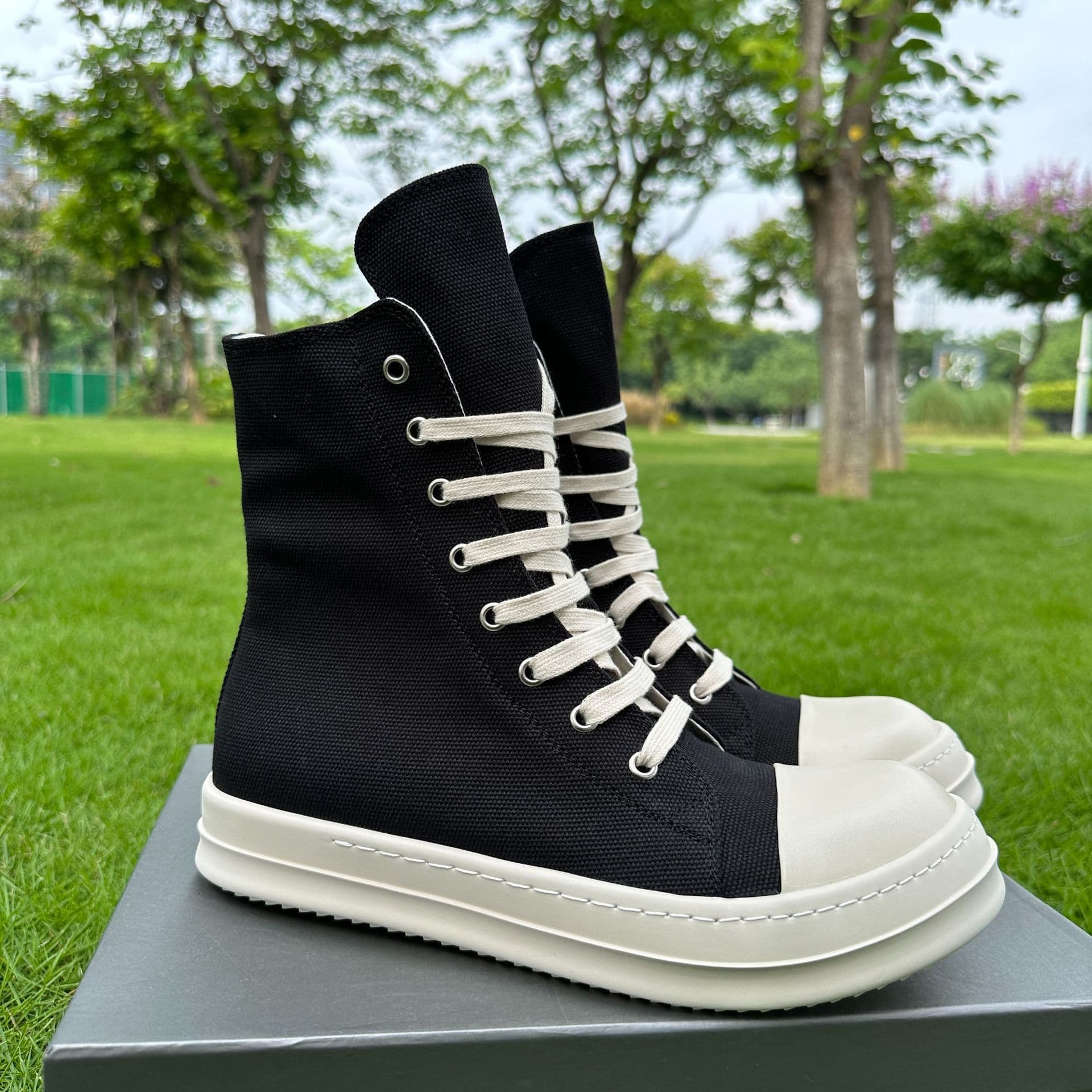 RO High Top Brand Sneakers For Men European And American Style Large Size Thick Sole Black Couple S Summer