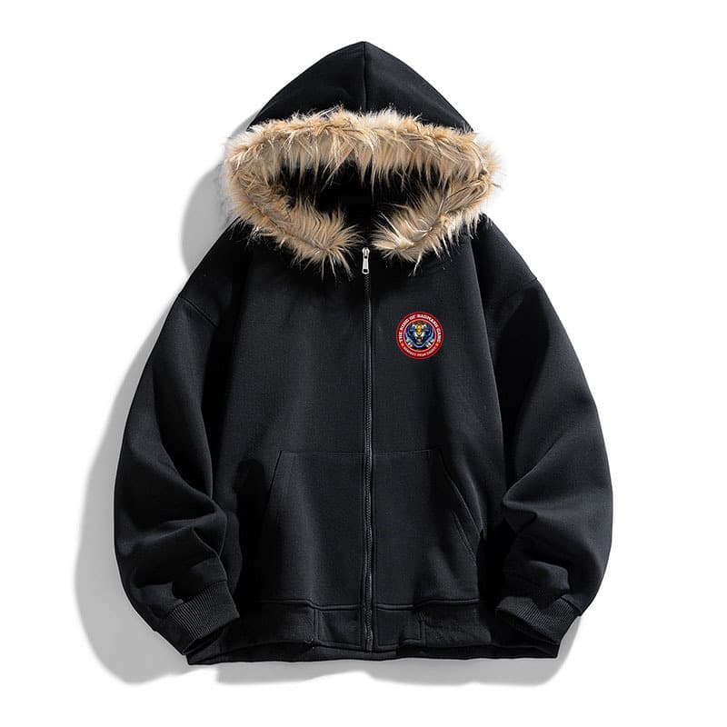 Men's Clothing Men's Clothing 25 American Retro Fur Collar Cardigan Hooded Sweatshirt Jacket Men And Women Trendy Brand Tiger Head Top