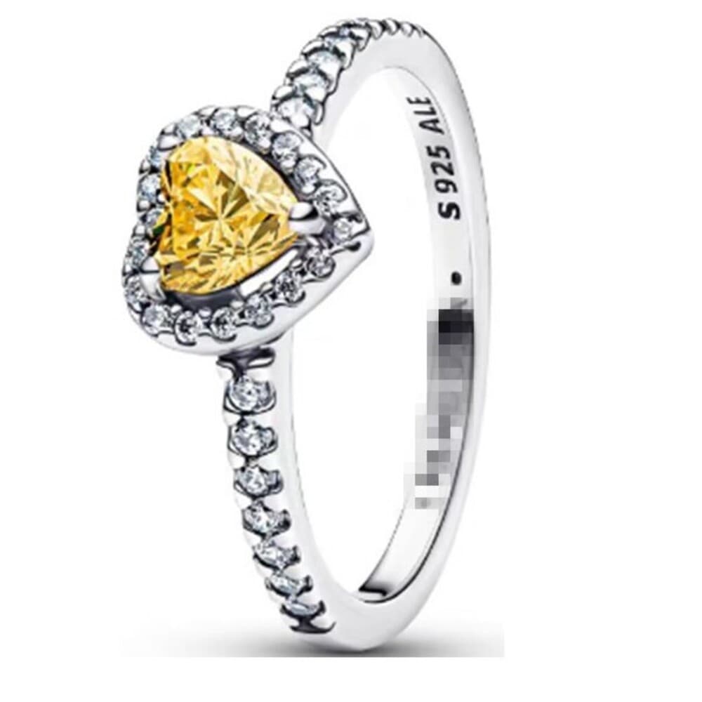 Bague Panjia Duola en cuivre plaqué argent, série Noble, cœur rouge, rose et blanc