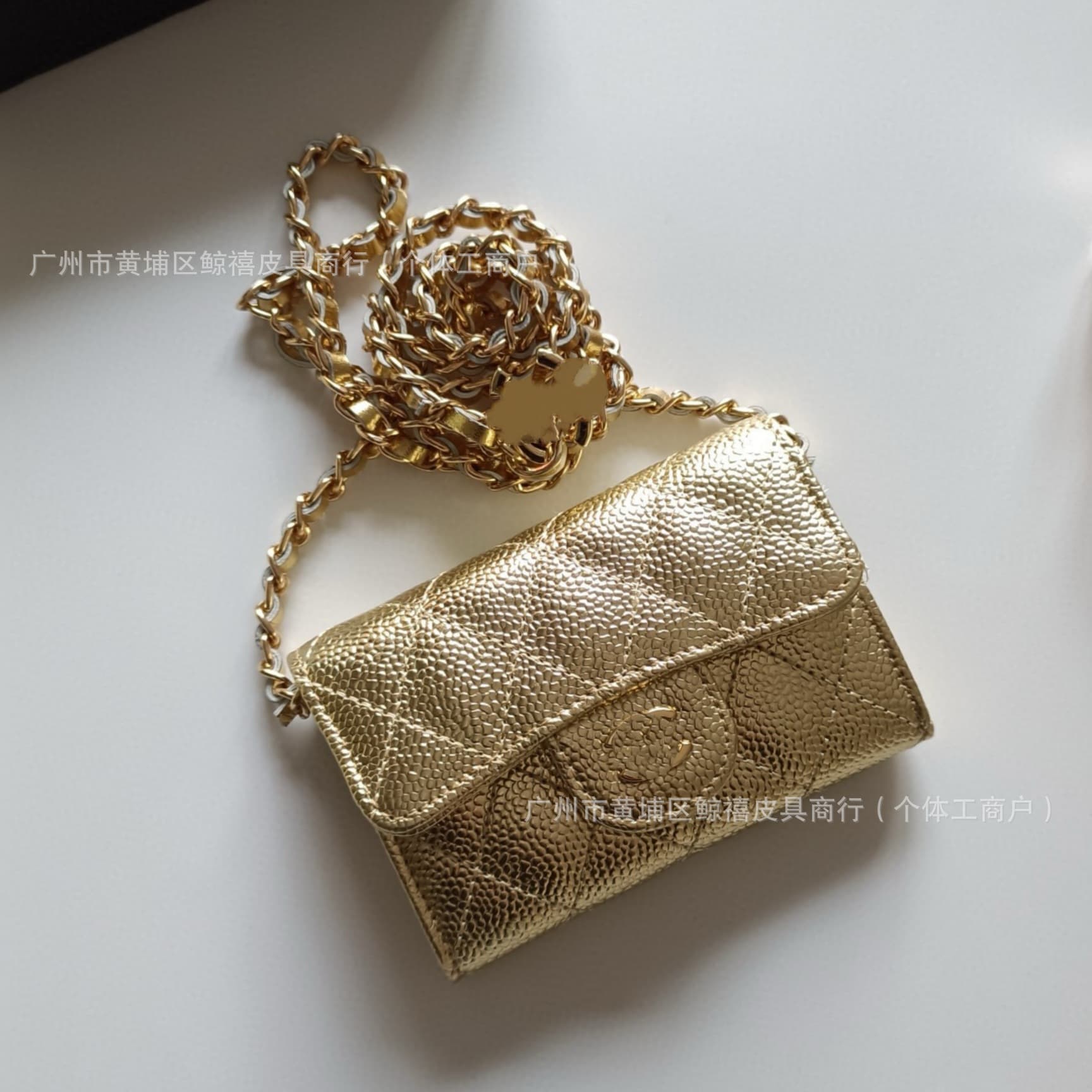 Porte-monnaie classique à rabat en cuir caviar, mini porte-cartes, sac banane matelassé, porte-cartes