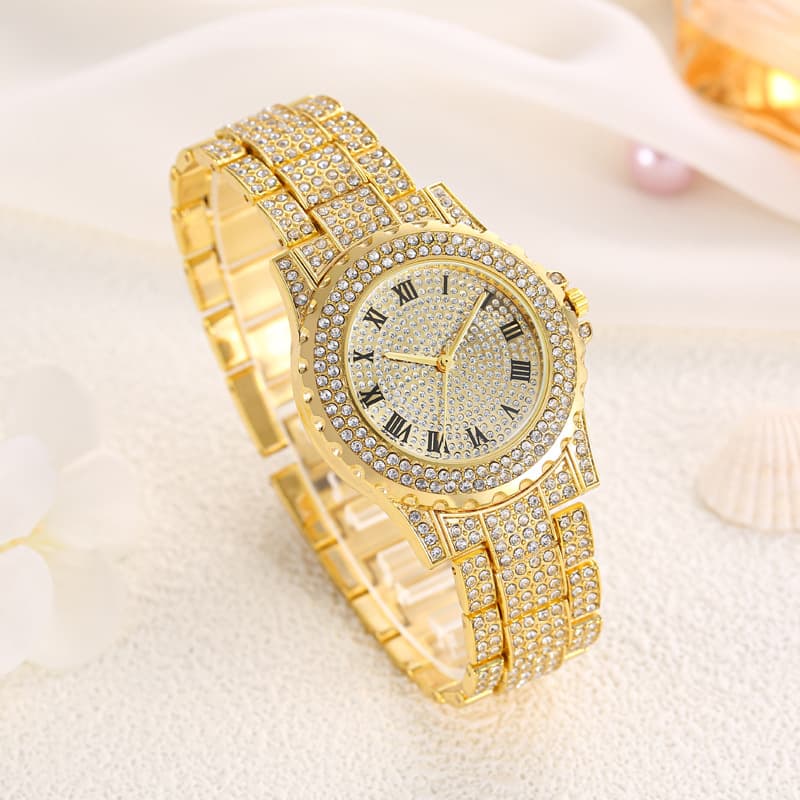 Fashion Business Luxury Women's Quartz Watch Hot Selling Trend Diamond Temperament Diamond Inlaid Women's Watch Roman Literary Women's Suit Watch
