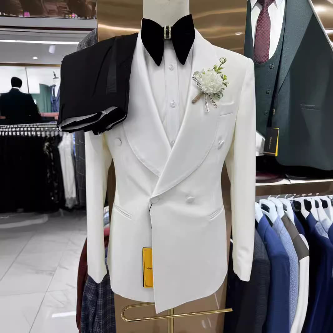 Men's 2 Piece Casual Wedding Emcee Suit Handsome Fit Blazer And Pants Set for Wedding MC