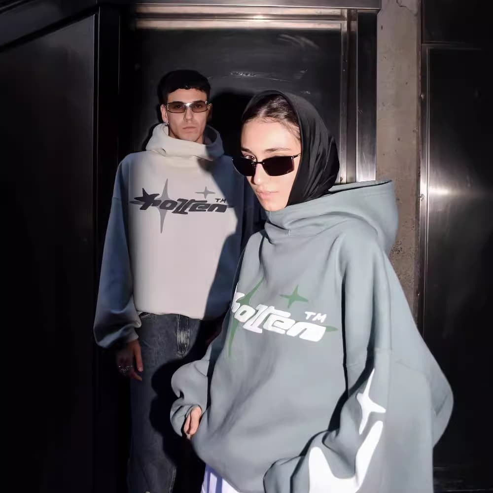 Men's Clothing Loose Hoodie Y2k Star Letter Printing Casual Trendy Design High Collar Top