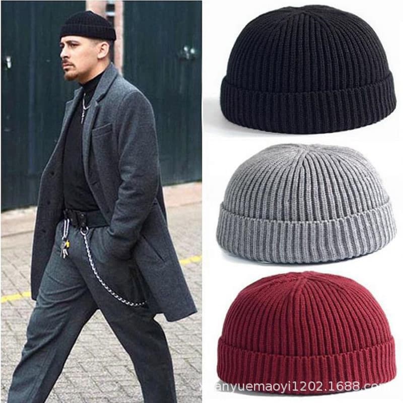 Pullover ius internet red universal couple knitted simple monochrome round top landlord melon skin wool hat