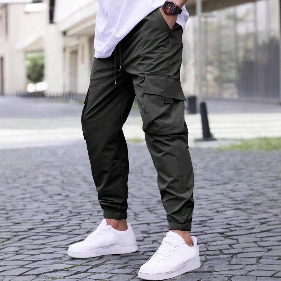 Pantalon de jogging décontracté pour homme - Pantalon cargo coupe décontractée avec cordon de serrage à la taille, léger et respirant pour la course, le streetwear et les activités de plein air