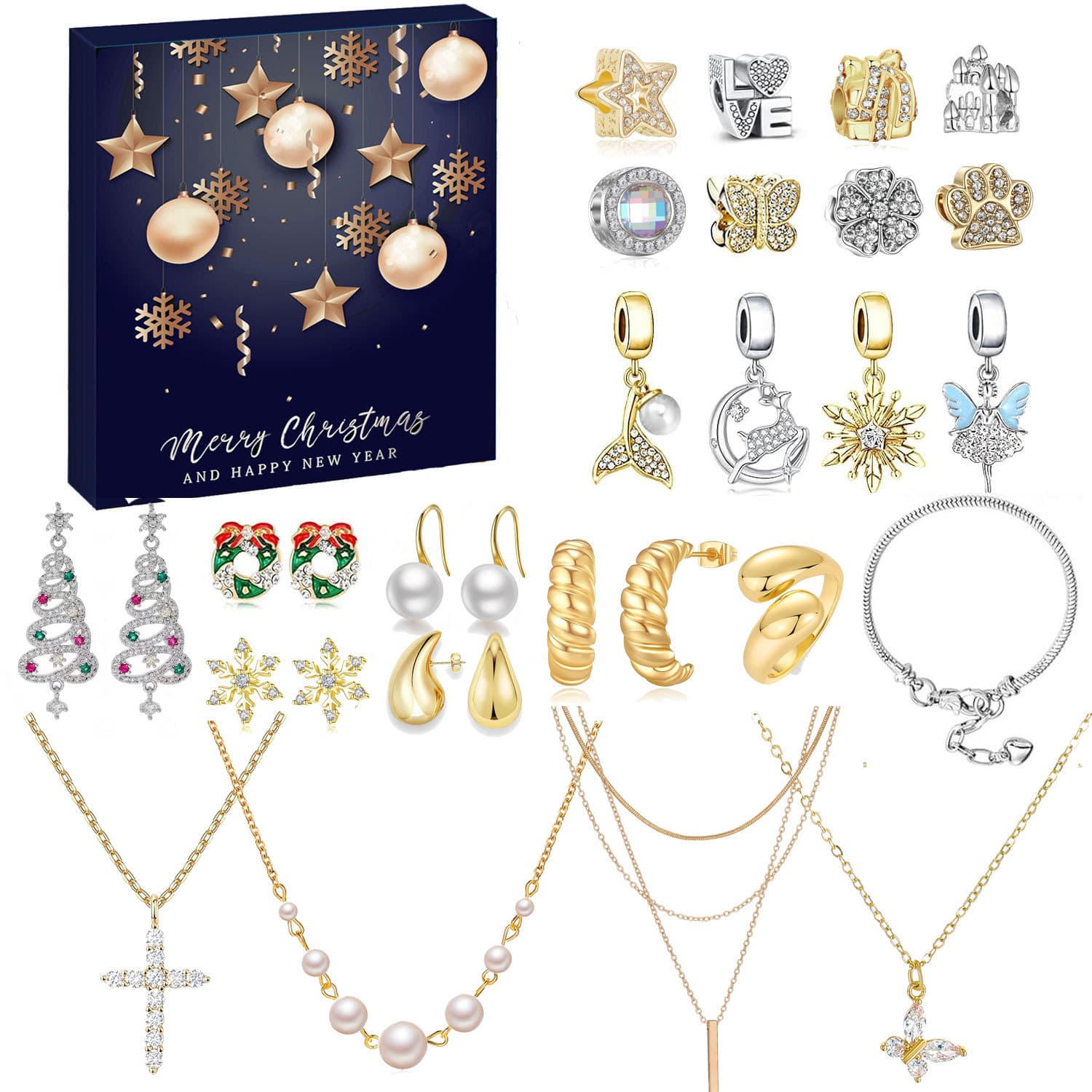 Home & Garden New Christmas Gift Countdown Calendar Advent Jewelry Blind Box Earrings Necklace Bracelet Gift Box Jewelry Women
