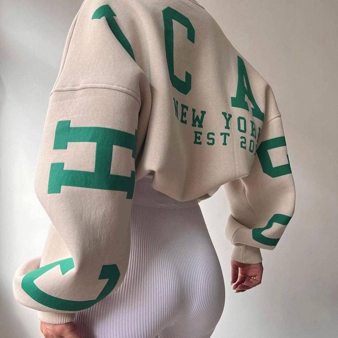 Women's Clothing fashion thickened letter print versatile top long sleeved loose round neck sweatshirt