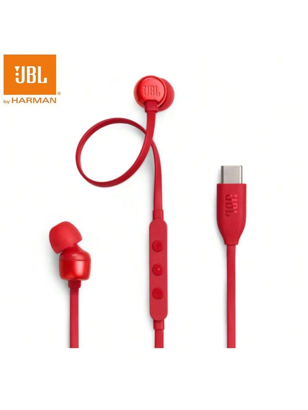 JBL TUNE 310C - Wired Hi-Res In-Ear Headphones, Tangle-free Flat Cable, 3-button Remote With Microphone