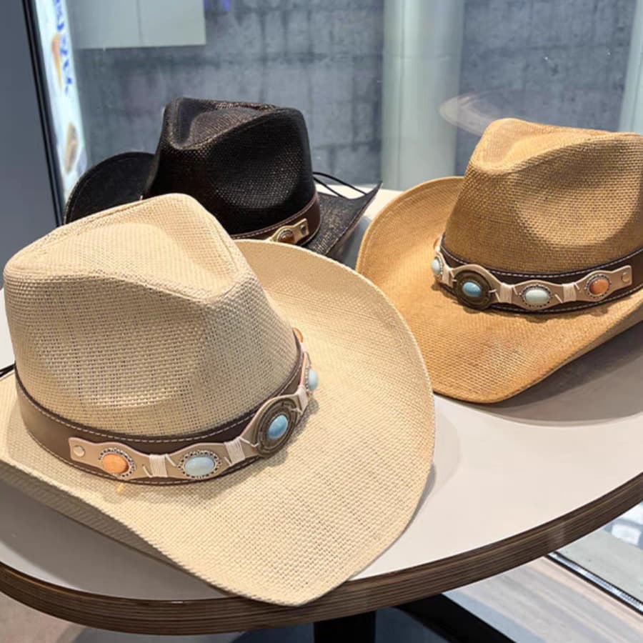 Summer Outdoor Mountaineering Hat National Style Jazz Hat Western Cowboy Hat Large Brim Curled Hat Female Trendy Rock