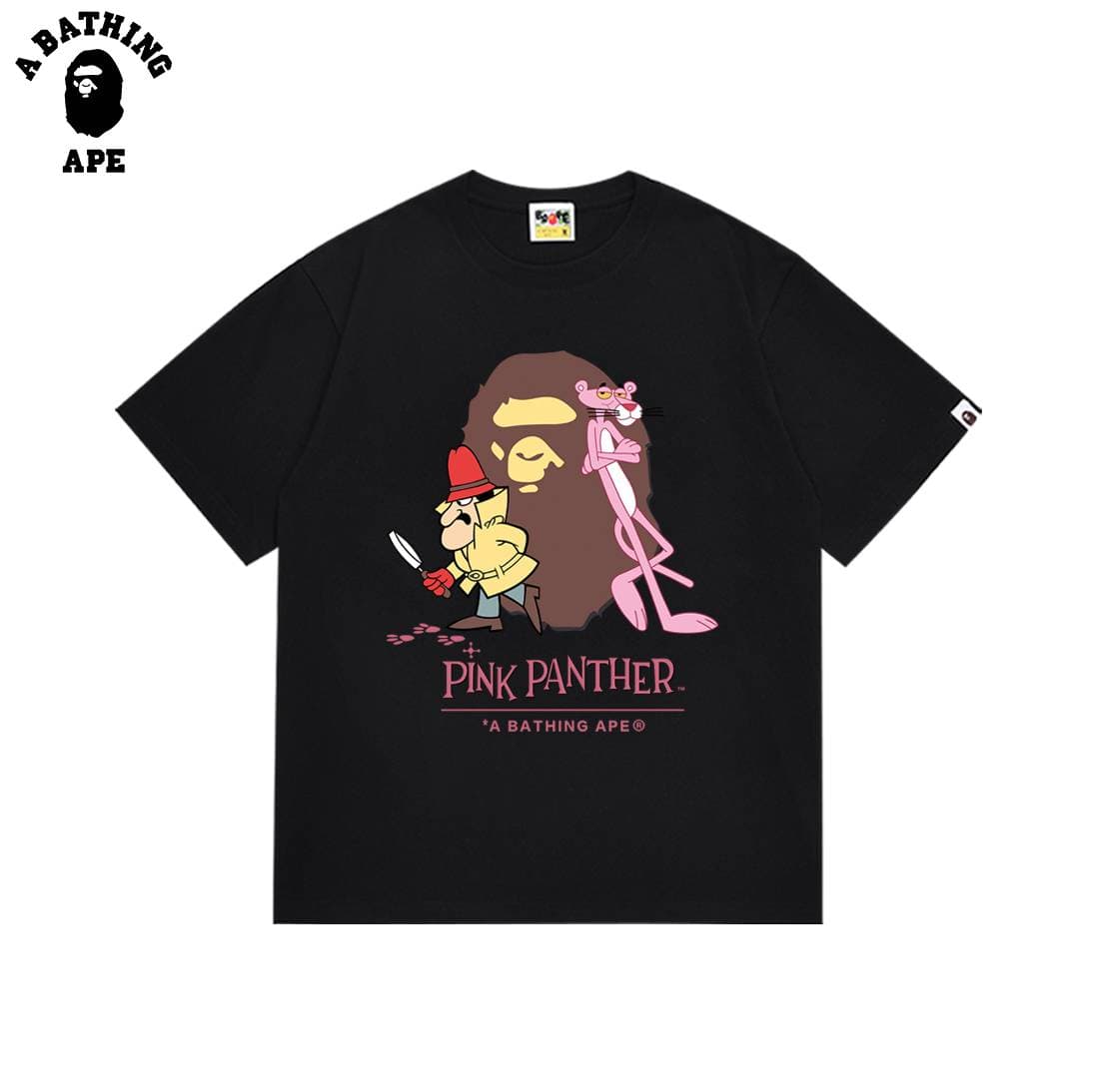 A BATHING APE BAPE-KIDS Collaboration Pink Leopard Monkey Head Print Pure Cotton Short Sleeved Shirt