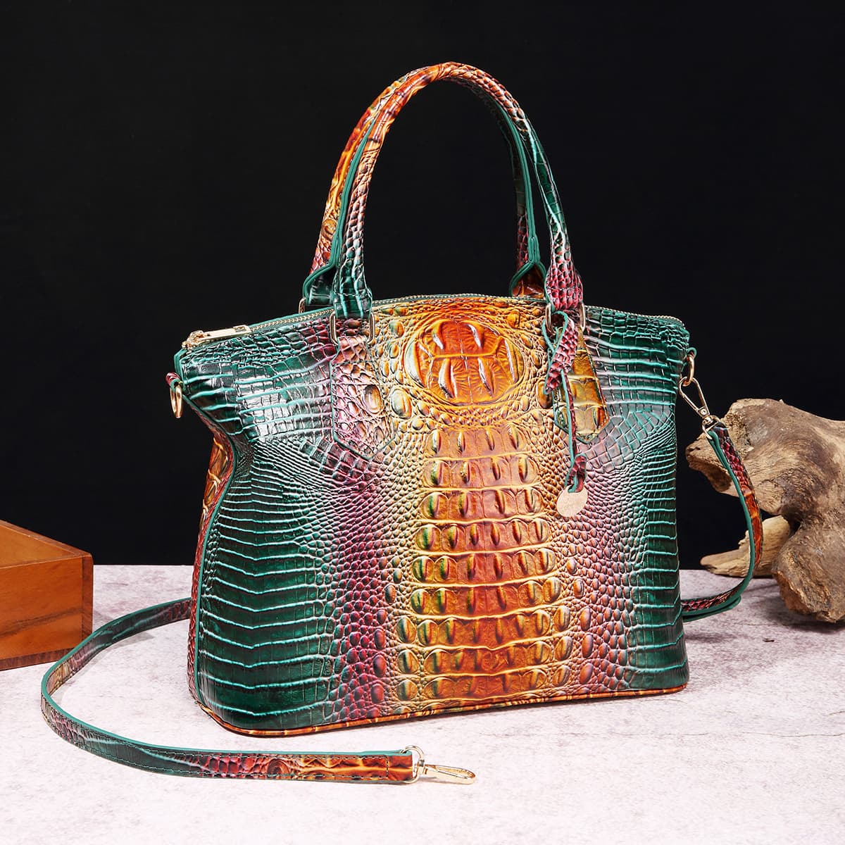 Women's portable cross-body retro women's bag multi-color crocodile pattern Brahman