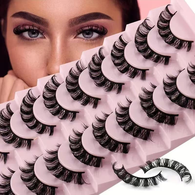 ​10-Pairs Russian Volume False Eyelashes - D-Curl & Fluffy (Natural Look, Lash Extension & Grafting)