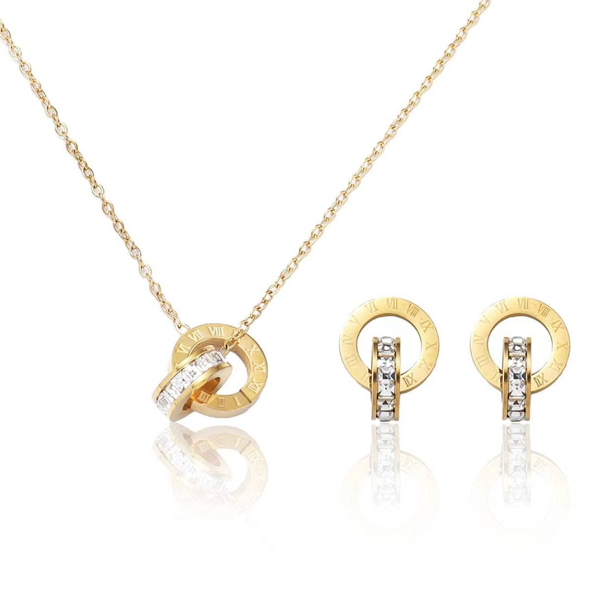 Wemen's Necklaces Roman Double Ring Clavicle Necklace - Hypoallergenic Titanium Steel Wemen's Jewelry