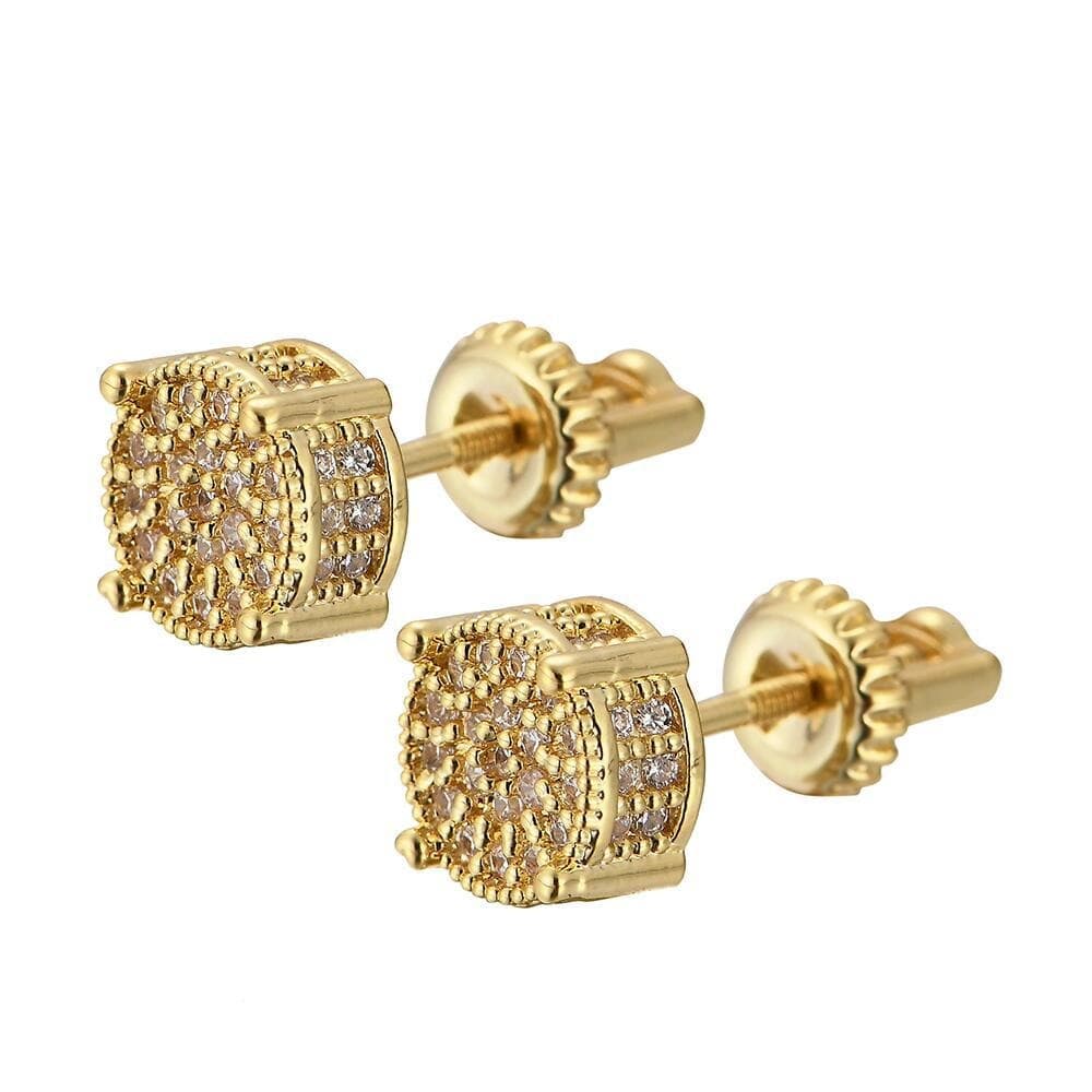 Women's Jewelry Hip Hop Earrings Round Full Zirconium Personality Earrings Four Claw Three Dimensional Trendy Male And Female Couple Earrings