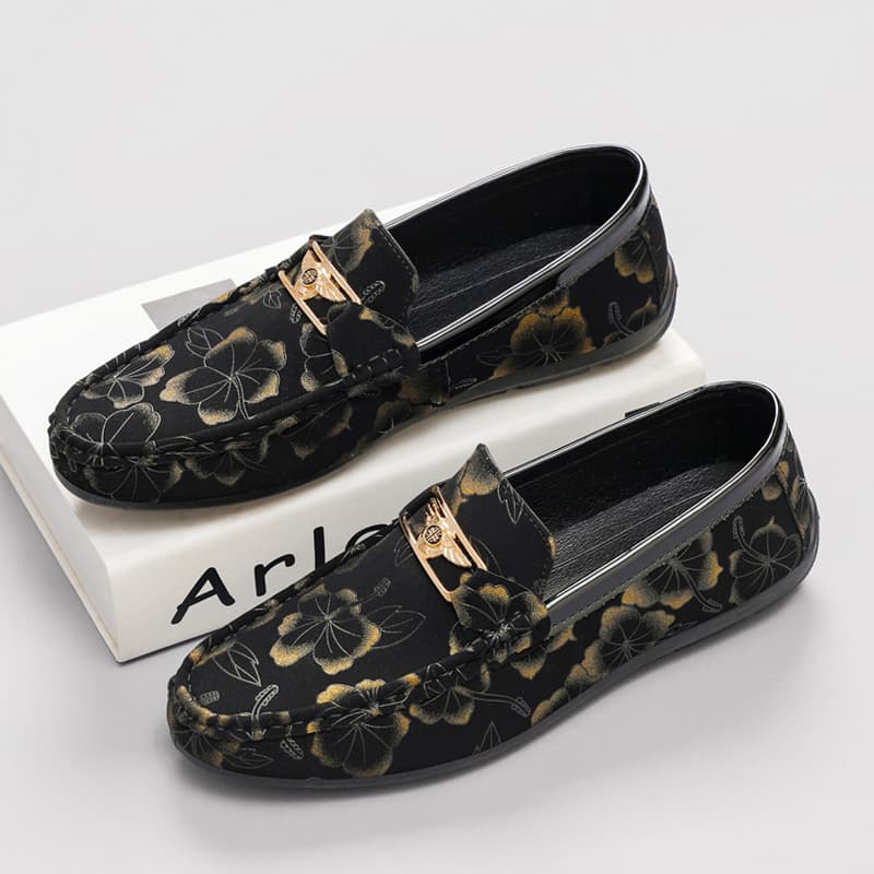 SHLIANG Men's Loafers Flower Pattern Business Casual Formal Shoes Driving Shoes Fashion Popular For Men Work Footwear Y0305