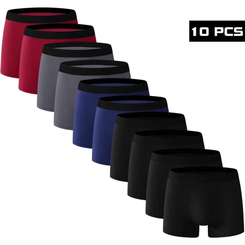 10 Pack Men's Sports Boxer Briefs Underwear Cotton Polyester Blend Breathable Moisture-Wicking Seamless Wireless Comfort For All Seasons