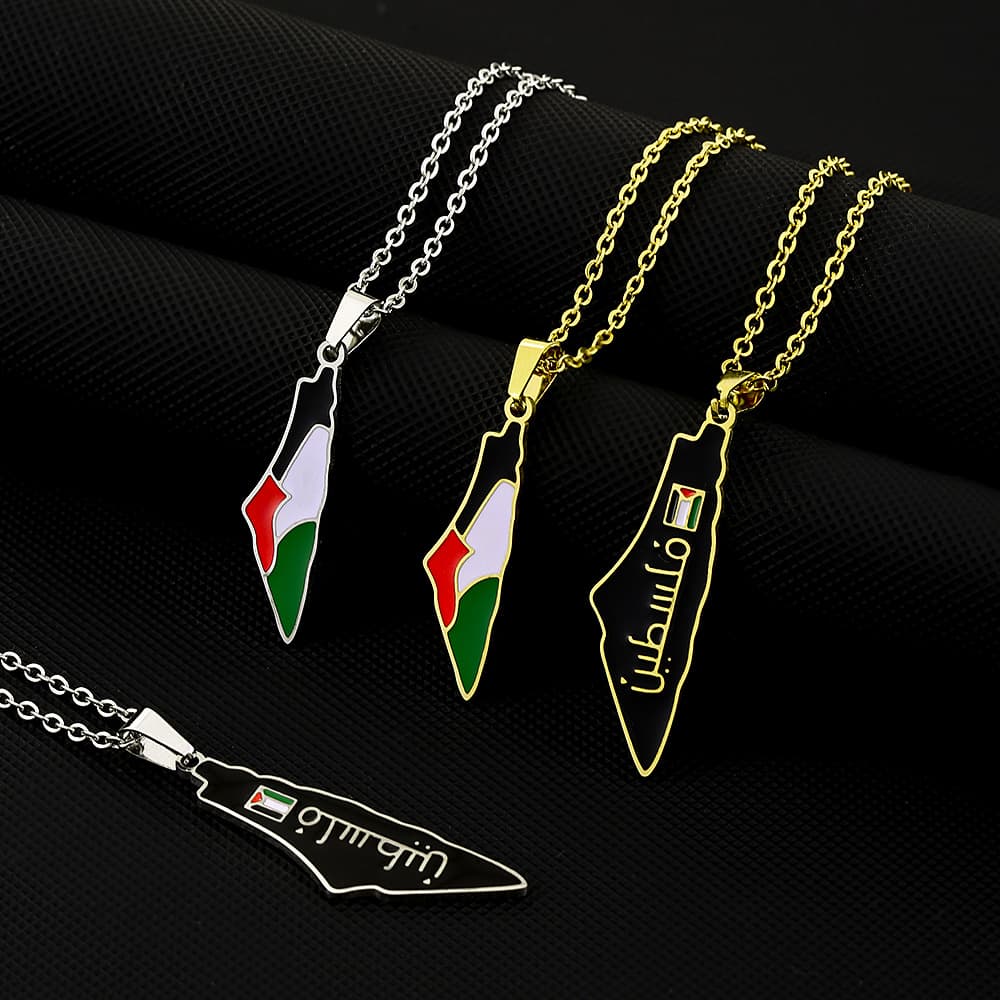hot selling vintage Israel and Palestine titanium steel pendant necklace for men and women couple Accessories