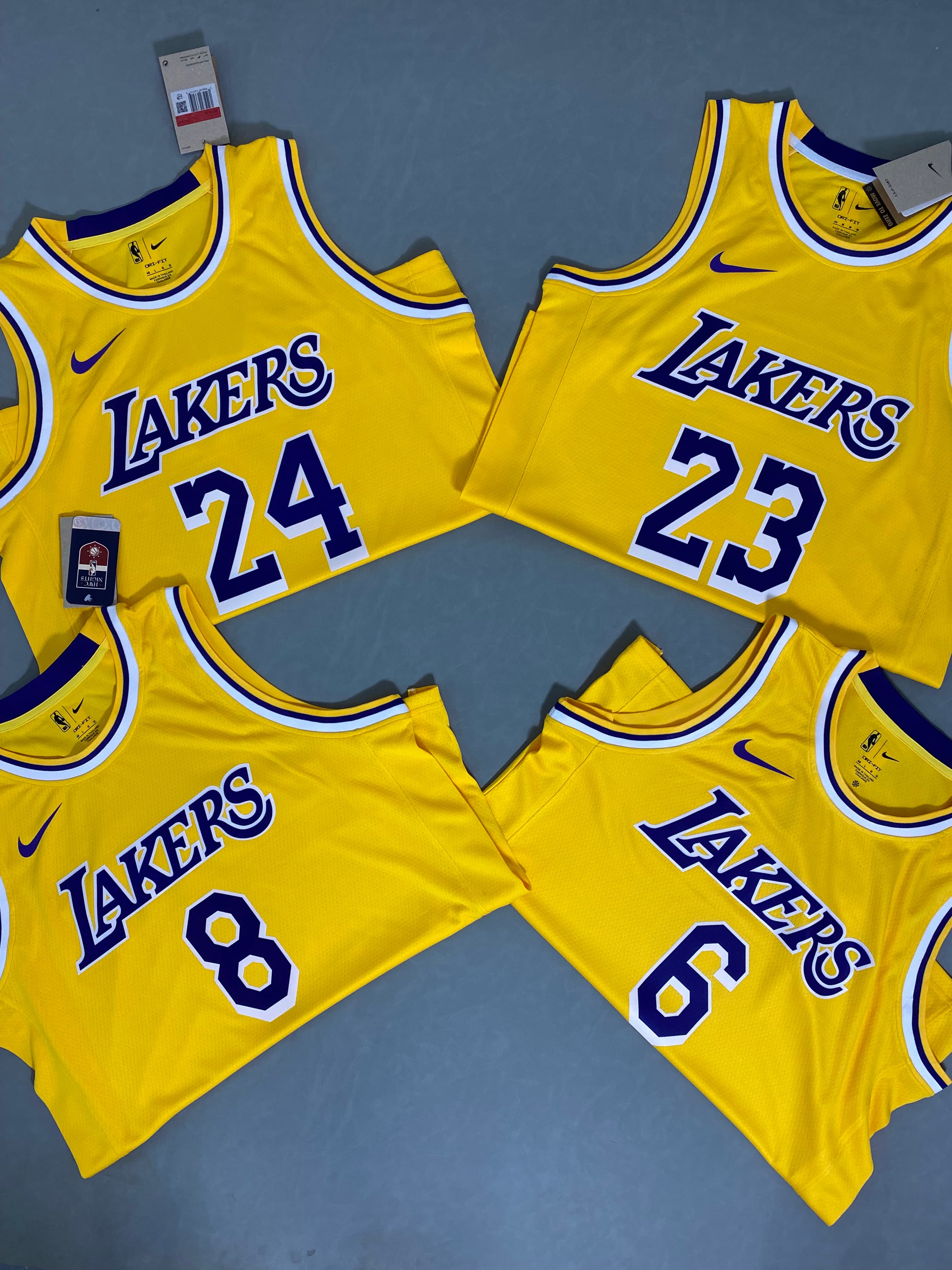 Los Angeles Lakers Adults Men's Dri-FIT Basketball James 23# Bryant 24# Davis 3# Jersey All sizes Yellow