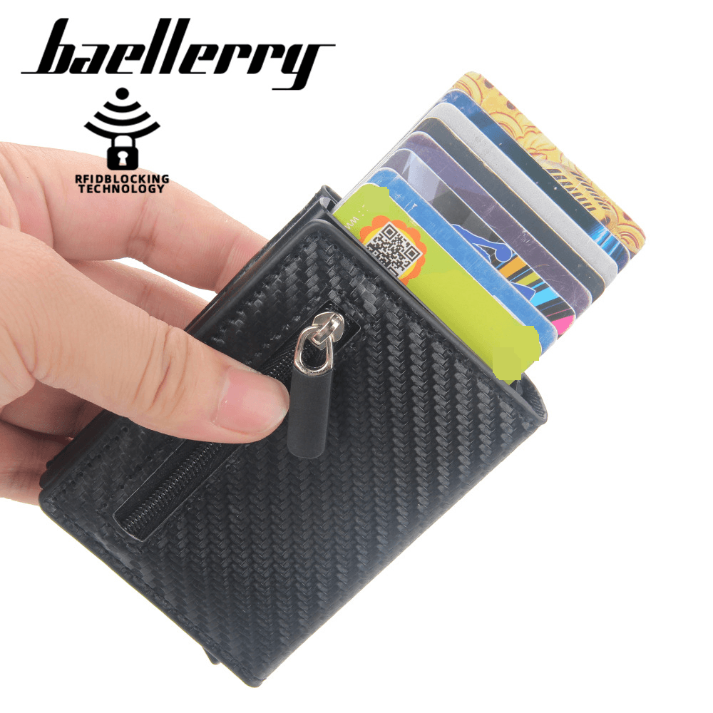 Passport Covers & Wallets New Anti Magnetic Card Holder Men's Short RFID Automatic Card Buckle Zipper Card Holder