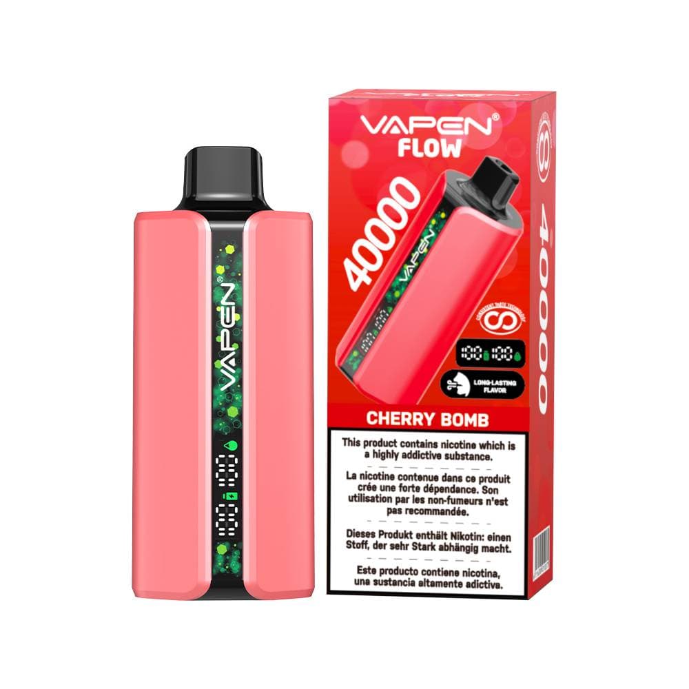 1 stylo vape jetable Vapen Flow 40 000 bouffées | Cigarette électronique fruitée 40 000 bouffées avec affichage numérique, vape longue durée