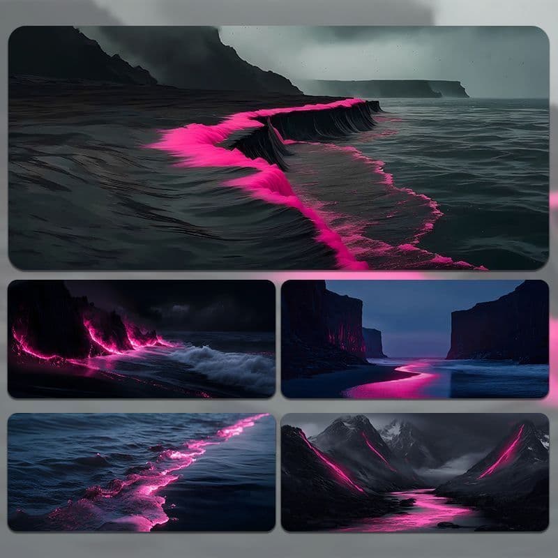 High-Quality Black Pink Advanced Beach Scenery Mouse Pad Extra Large Dormitory Gaming Office Computer Keyboard Desk Mat