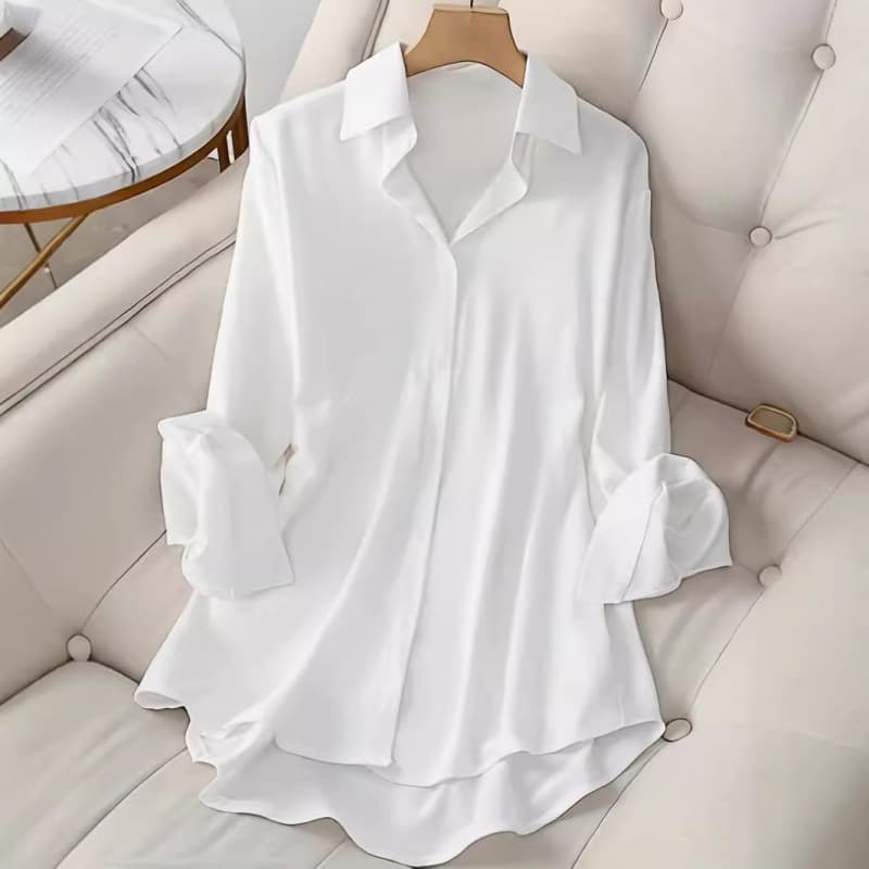 plus Size Women's Classic Shirt Lapel Collar Long Sleeves Comfortable Office Casual Wear for Curvy Figures