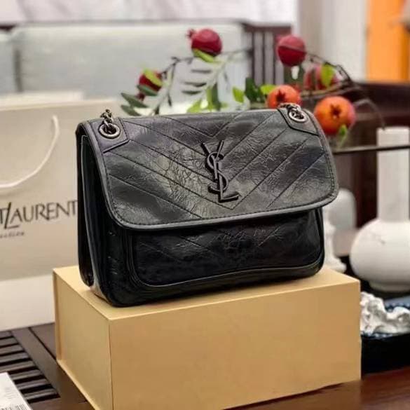 Sac à bandoulière classique rétro double cuir avec étiquette noire, grande capacité