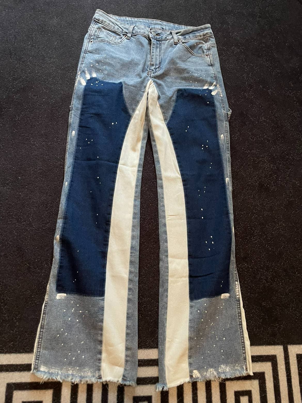Jean ample en denim stretch à empiècements, style Y2K, pour homme, L250624