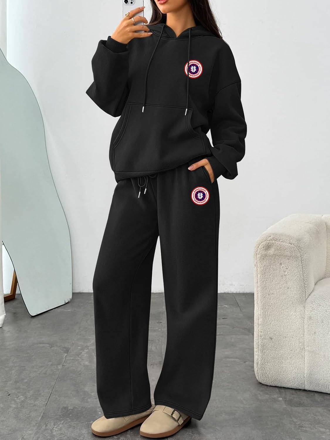 Women’s Oversized Hoodie And Sweatpants Set Fleece Lined Two Piece Tracksuit With Drawstring Hood Casual Lounge Wear Outfit