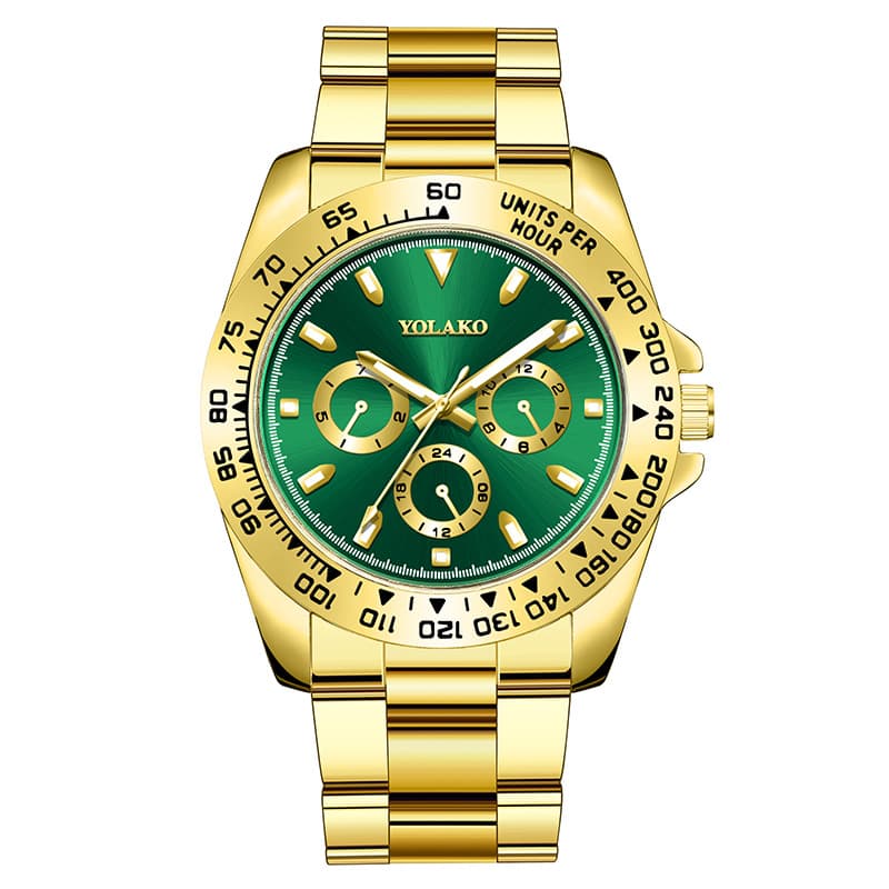 Golden Men's Watch, Men's Watch Steel Band Business Wristwatch, Luminous Quartz