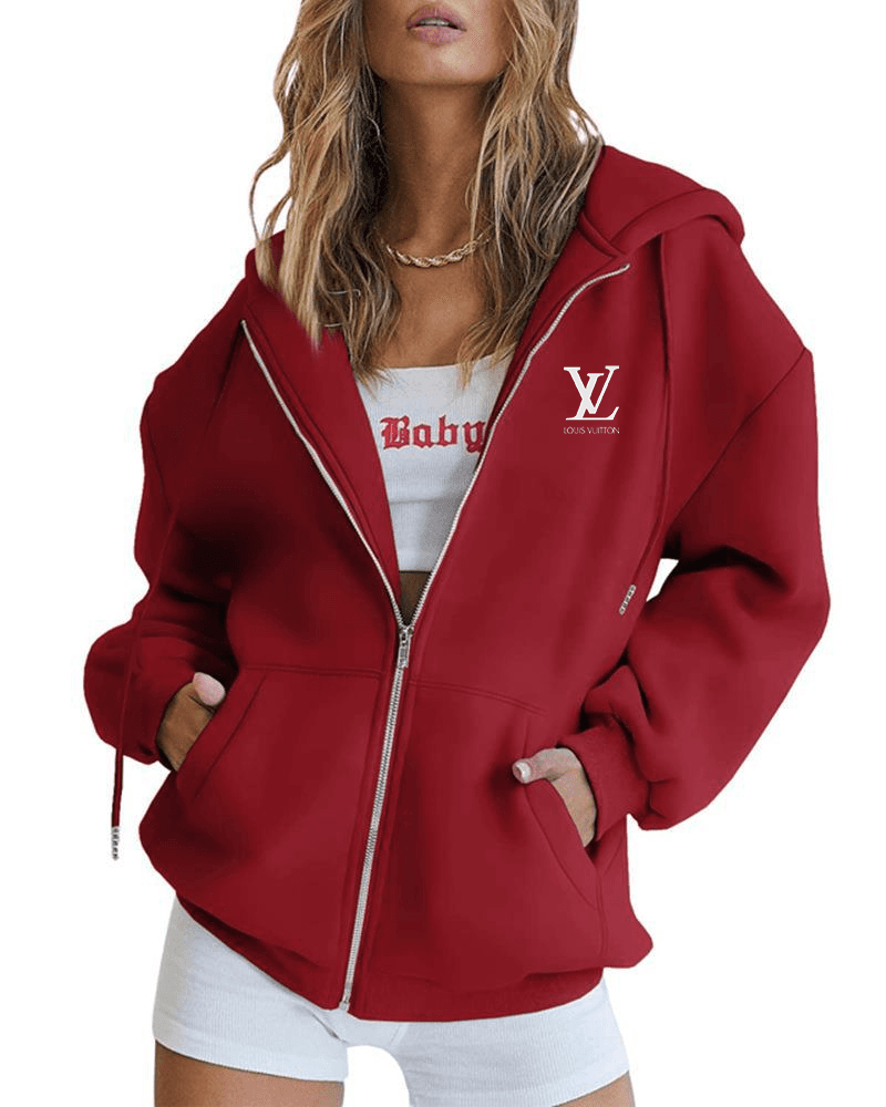 Cardigan imprimé sweat à capuche automne et hiver haut à fermeture éclair pour femme