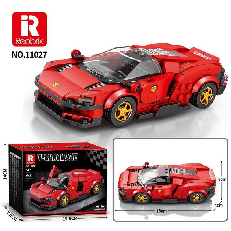 Building Blocks Eight Compartment Car Supercar Model Ornaments Children's Handmade Assembled Toys