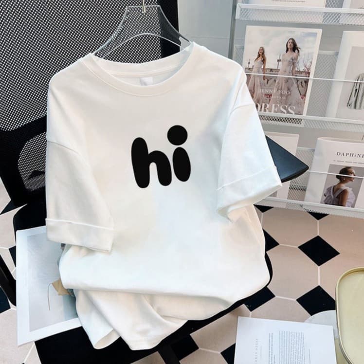 Women's White Cotton T-Shirt Short Sleeve Loose Fit Slimming Fashionable Top For Summer 2023