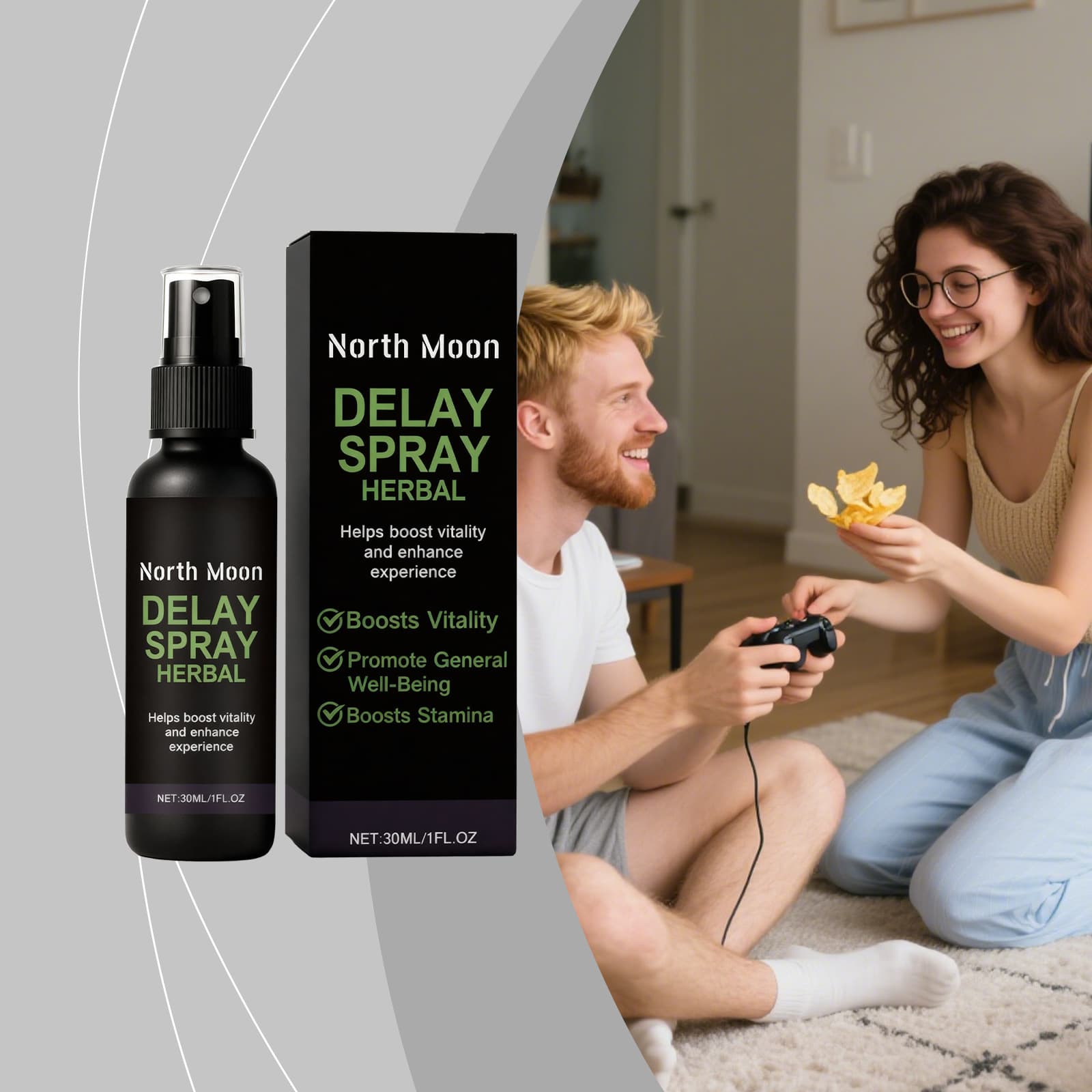 NORTH MOON Men's Herbal Care Spray Nourishes Body Skin Enhances Daily State Moisturizes Lightweight