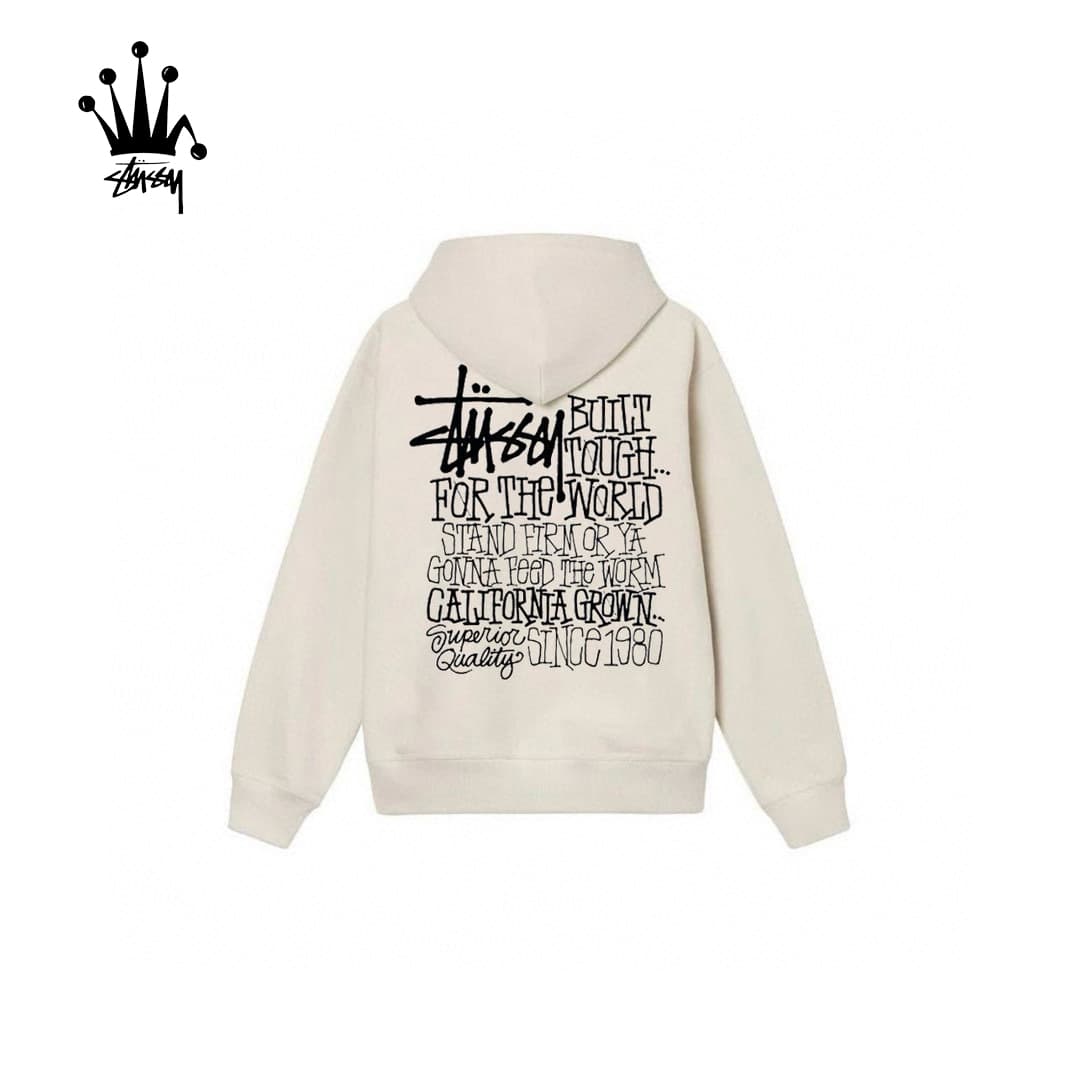 STUSSY Stussy SS24 CALIFORNIARGOWN HOODIE Logo7 Mother Print Kangaroo Pocket Drawstring Pullover Hoodie Unisex