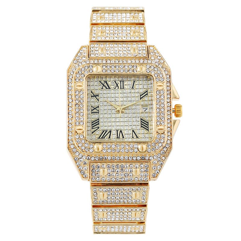 Unisex Explosions Fashion Calendar Square Full Diamond Women's Watch Women's Watch Quartz Pattern Stars