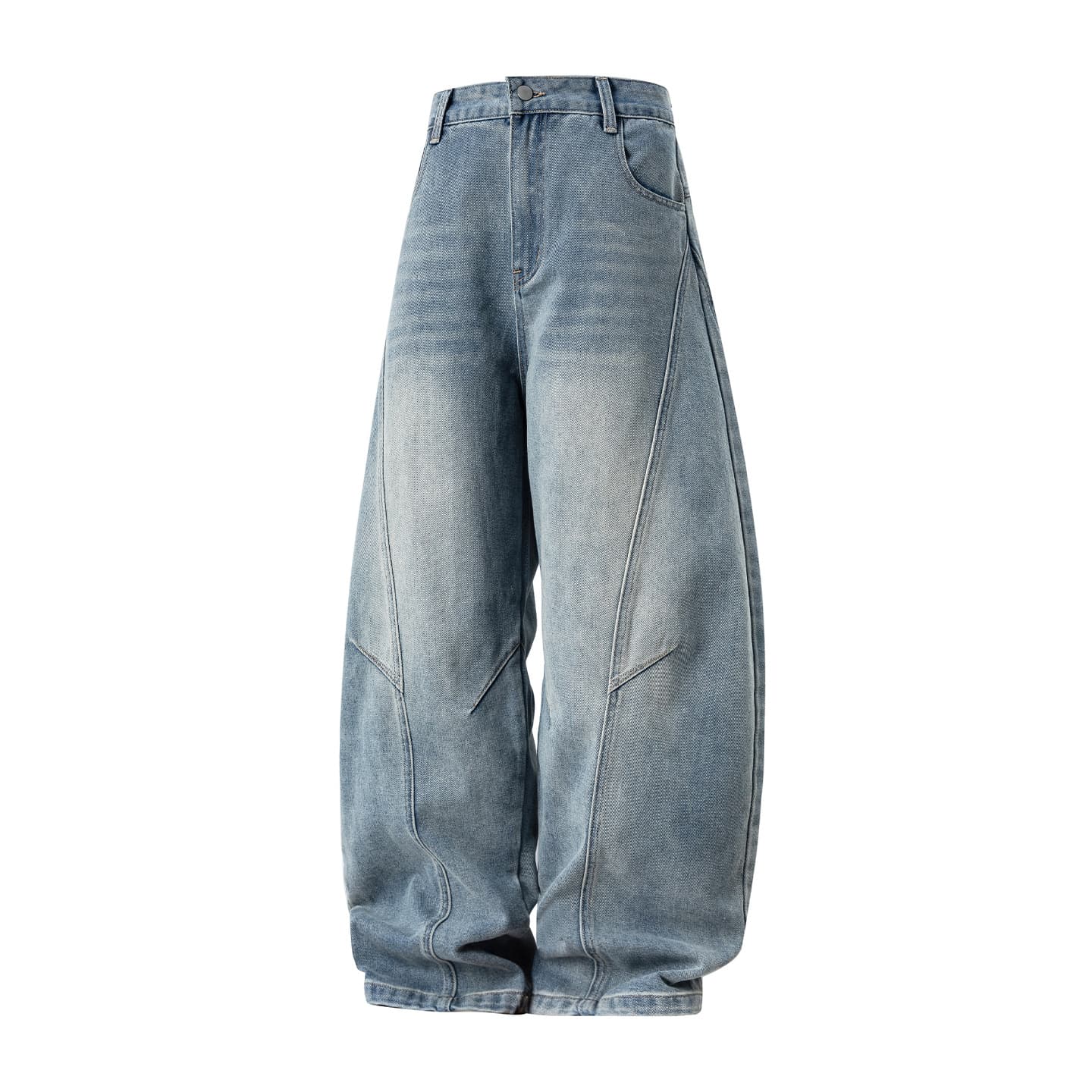 Jean long droit rétro délavé et structuré style vintage pour homme, coupe ample, style automne, marque tendance.