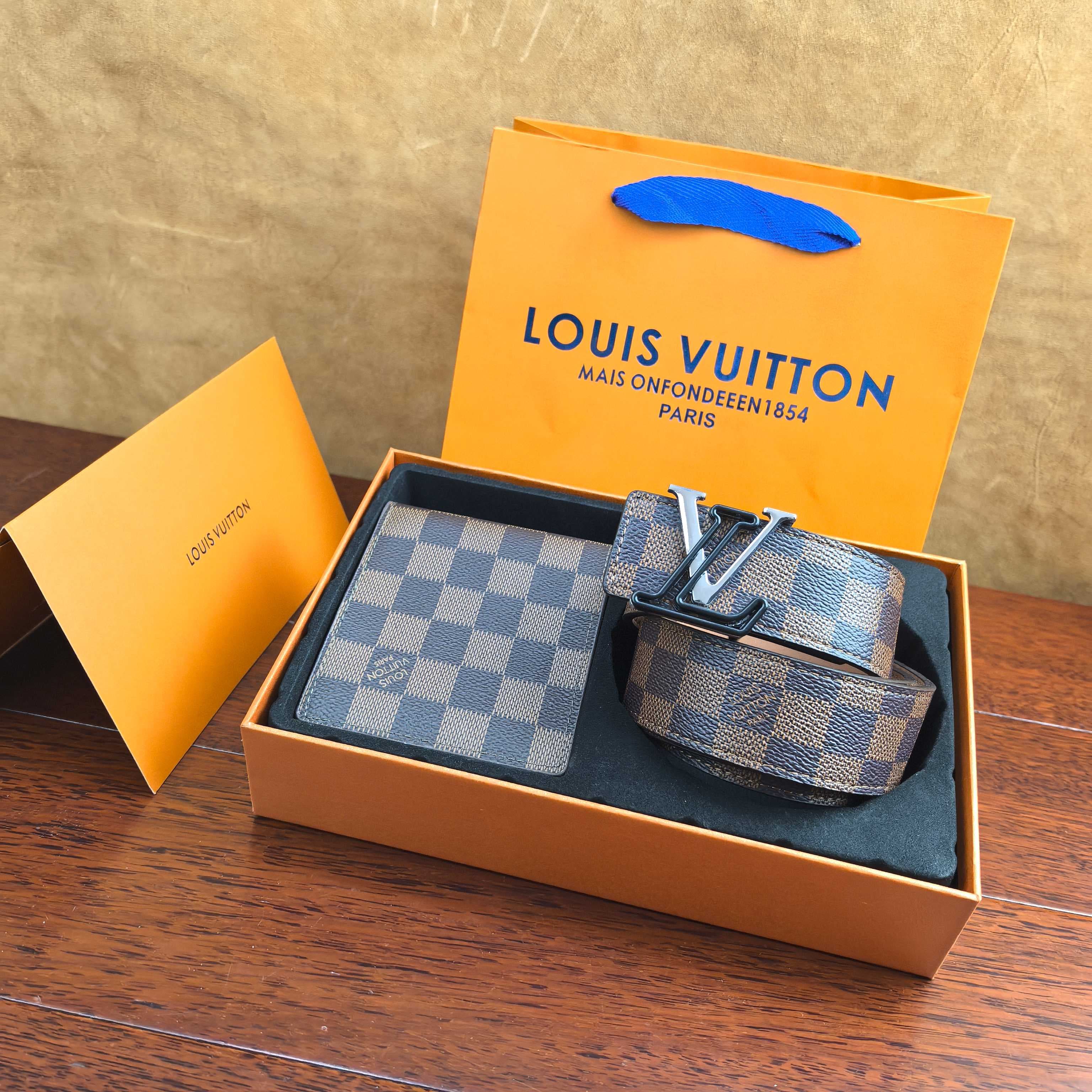 Coffret cadeau - Combinaison portefeuille et ceinture pour homme, luxueuse et tendance