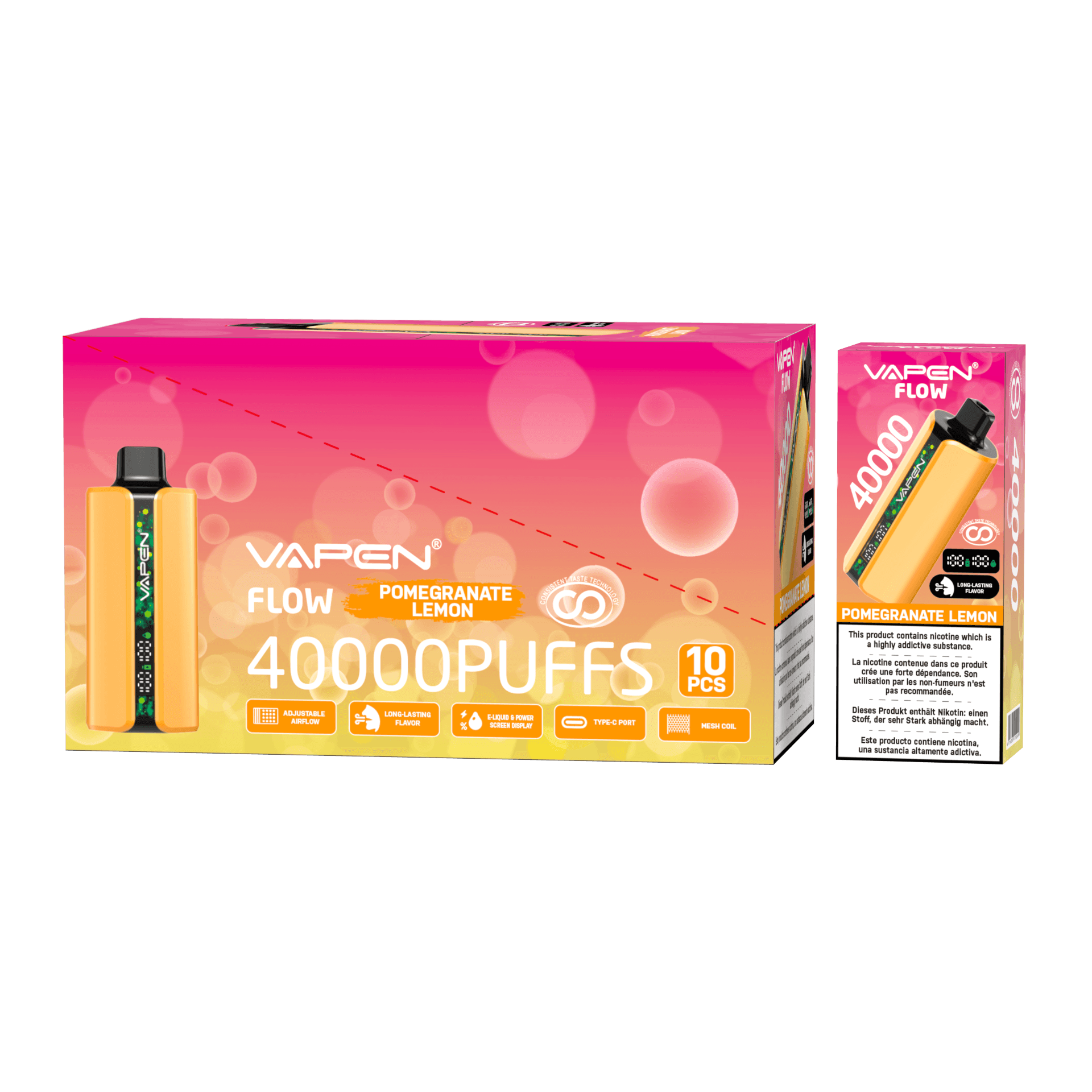 10pcs Vapen Flow 40000 Puffs Stylo Vape Jetable E-cig Mesh PRO Saveurs 40K 30K 50K Vapes Bar Elf Cigarette Électronique TECHNOLOGIE DE GOÛT CONSTAN