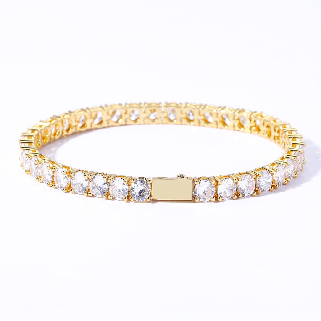 Men's Hip Hop Bracelet Style 5mm/6mm Spring Buckle High End Tennis Chain Zircon Inlaid Single Row Jewelry