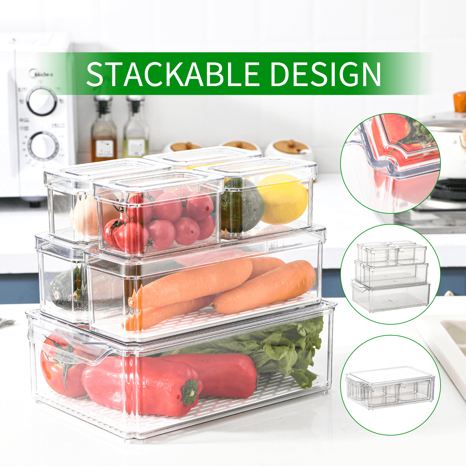 Thickened Seven Piece Set Japanese Food Storage Anti Smell Transparent Visible Freezer Refrigerator Storage Box