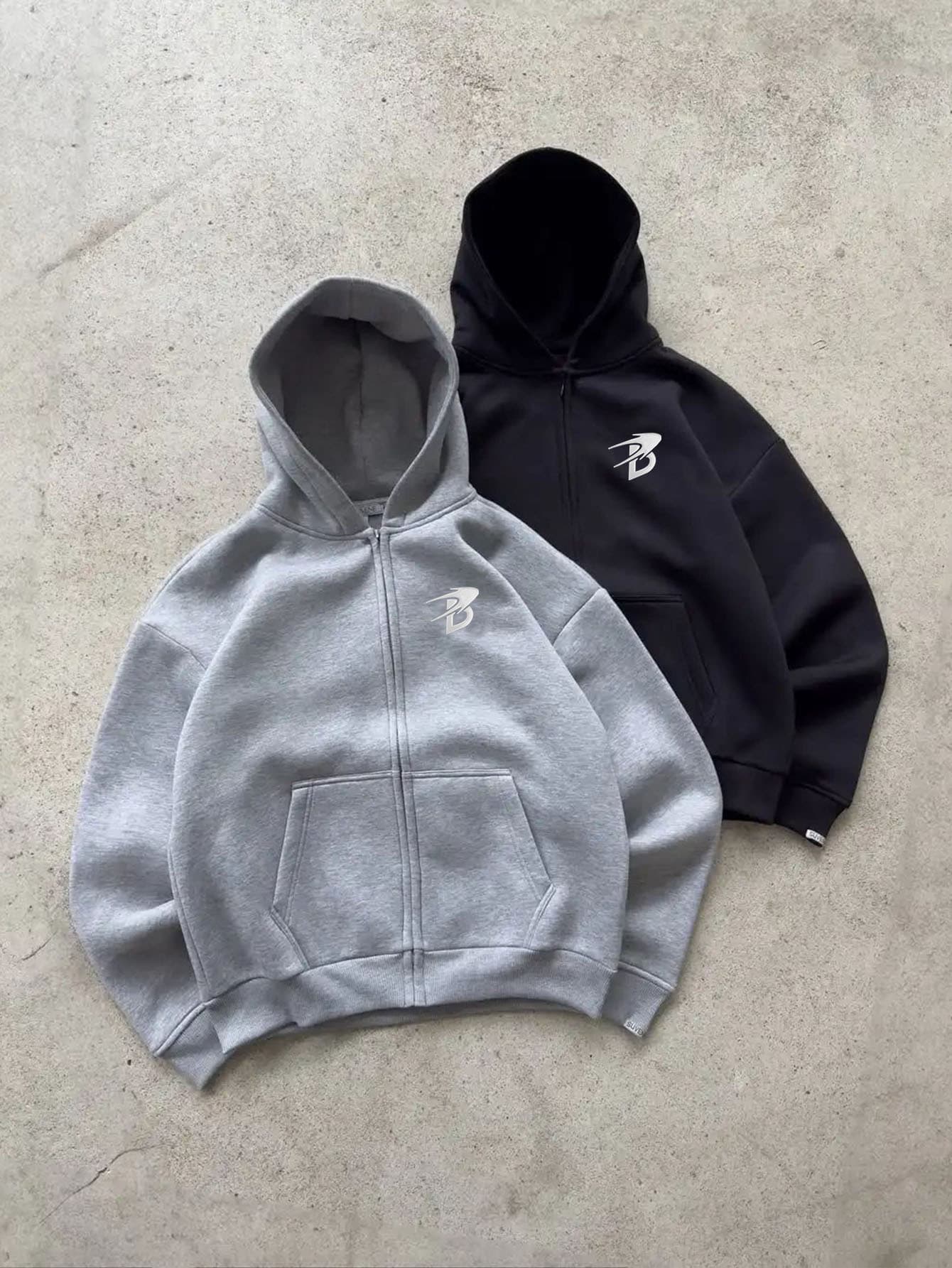 Ensemble sweat à capuche à patchs en caoutchouc pour homme - Survêtement streetwear, tenue décontractée oversize