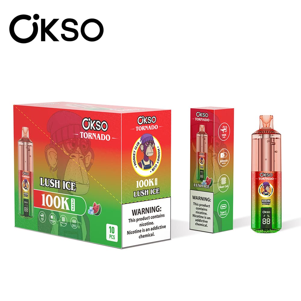 Cigarette électronique jetable OKSO Tornado Monkey Edition, 100 000 bouffées, 10 unités, 800 mAh, 12 saveurs fruitées, écran LED, saveur Myrtil