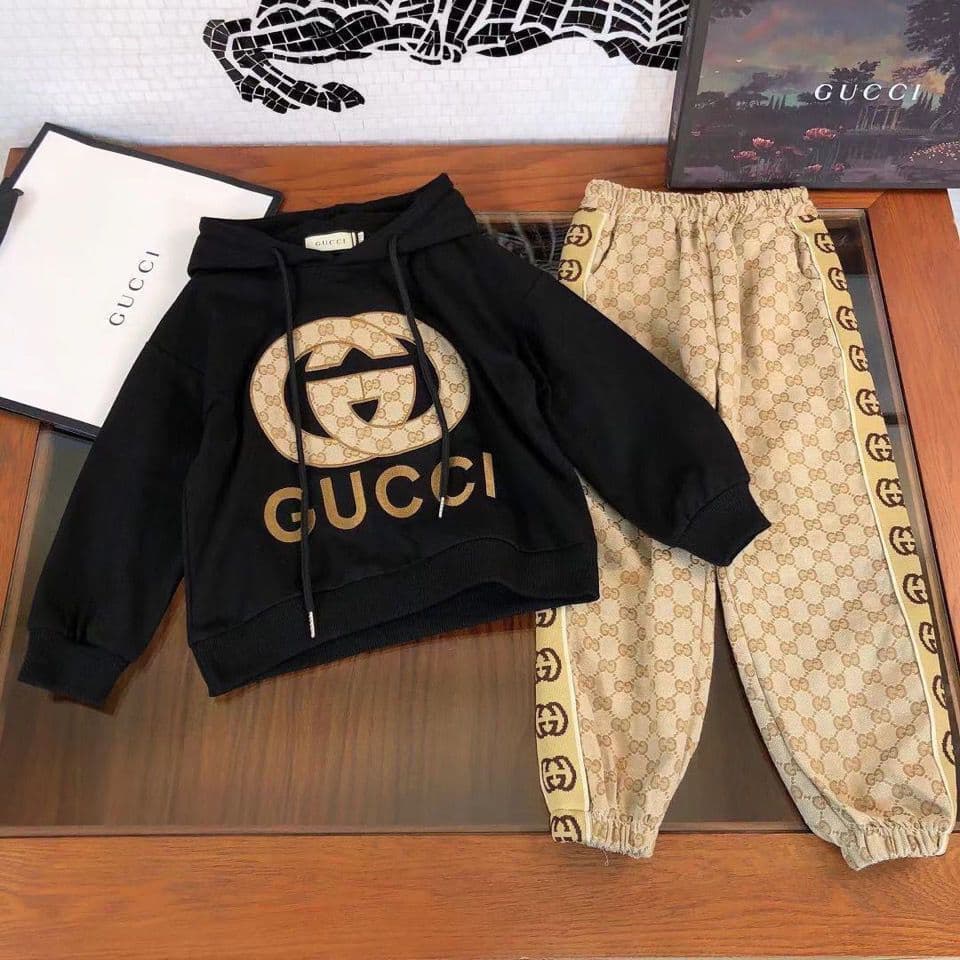Ensemble sweat à capuche en velours automne-hiver avec deux lettres pour hommes, femmes et enfants de taille moyenne et grande, tendance et occident